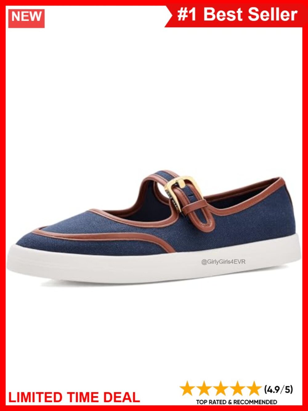 Leather Mary Jane Ballet Flats Cushioned Comfort Business Casual